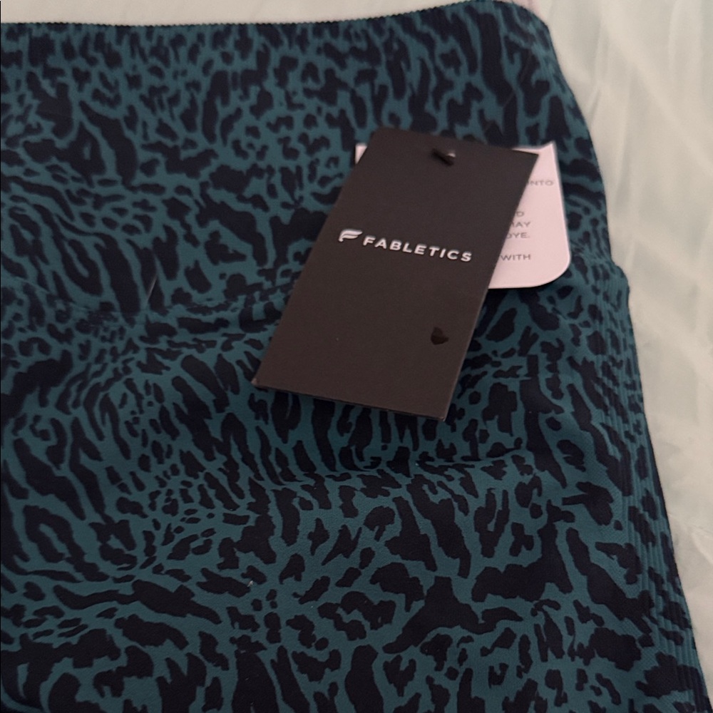 Fabletics Teal and Black Animal Print Leggings